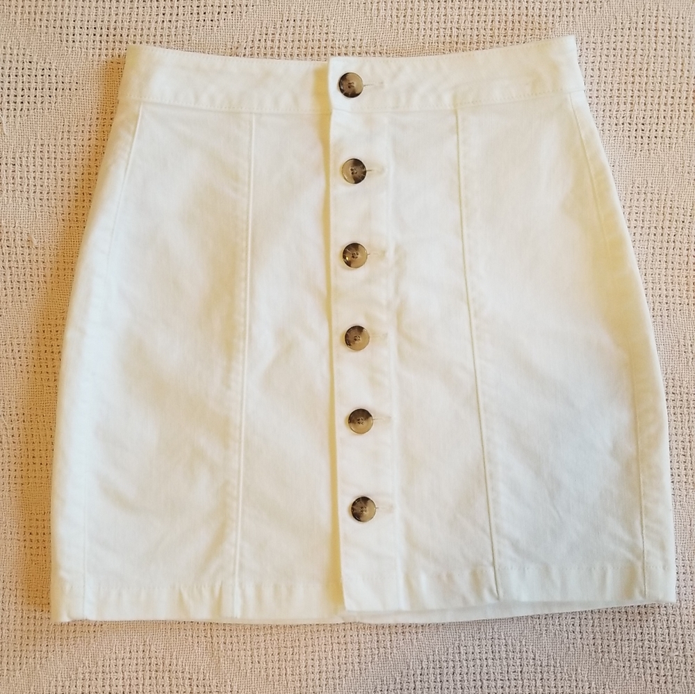 LOFT white jean skirt